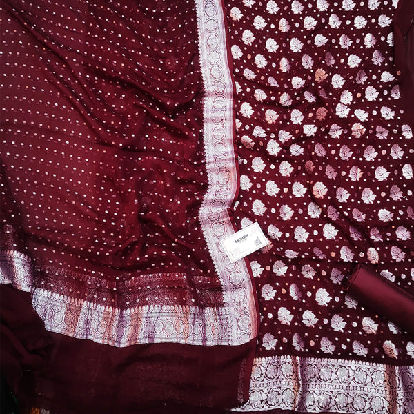 Maroon Handloom Khaddi Georgette Banarasi Suit