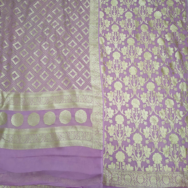 Banarasi Khaddi Chiffon Pure Silk Heavy Zari Dress Material