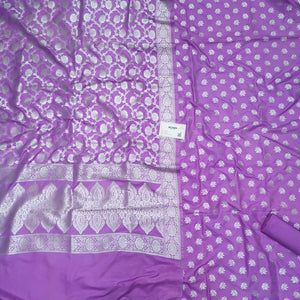 Mauve Silver Zari Katan Silk Banarasi Suit