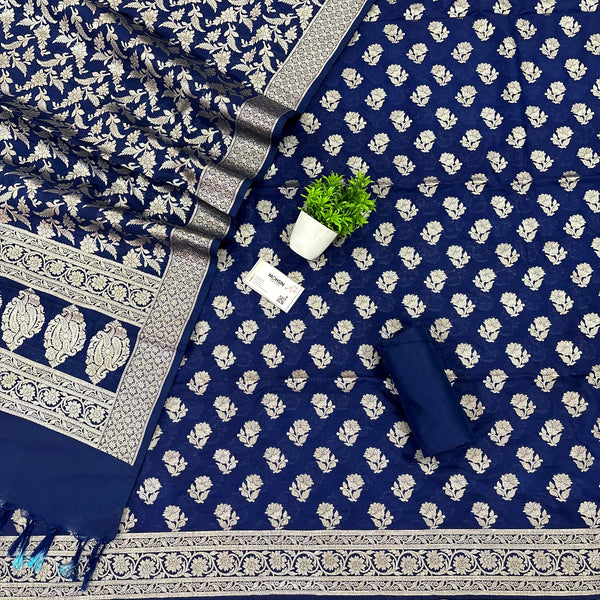 Navy Blue Shringar Katan Silk Banarasi Suit