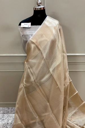 Nayanthara Beige Tissue Silk Banarasi Saree