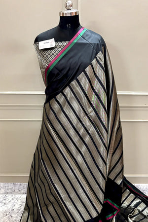 Nita Ambani Black Zari Banarasi Silk Saree