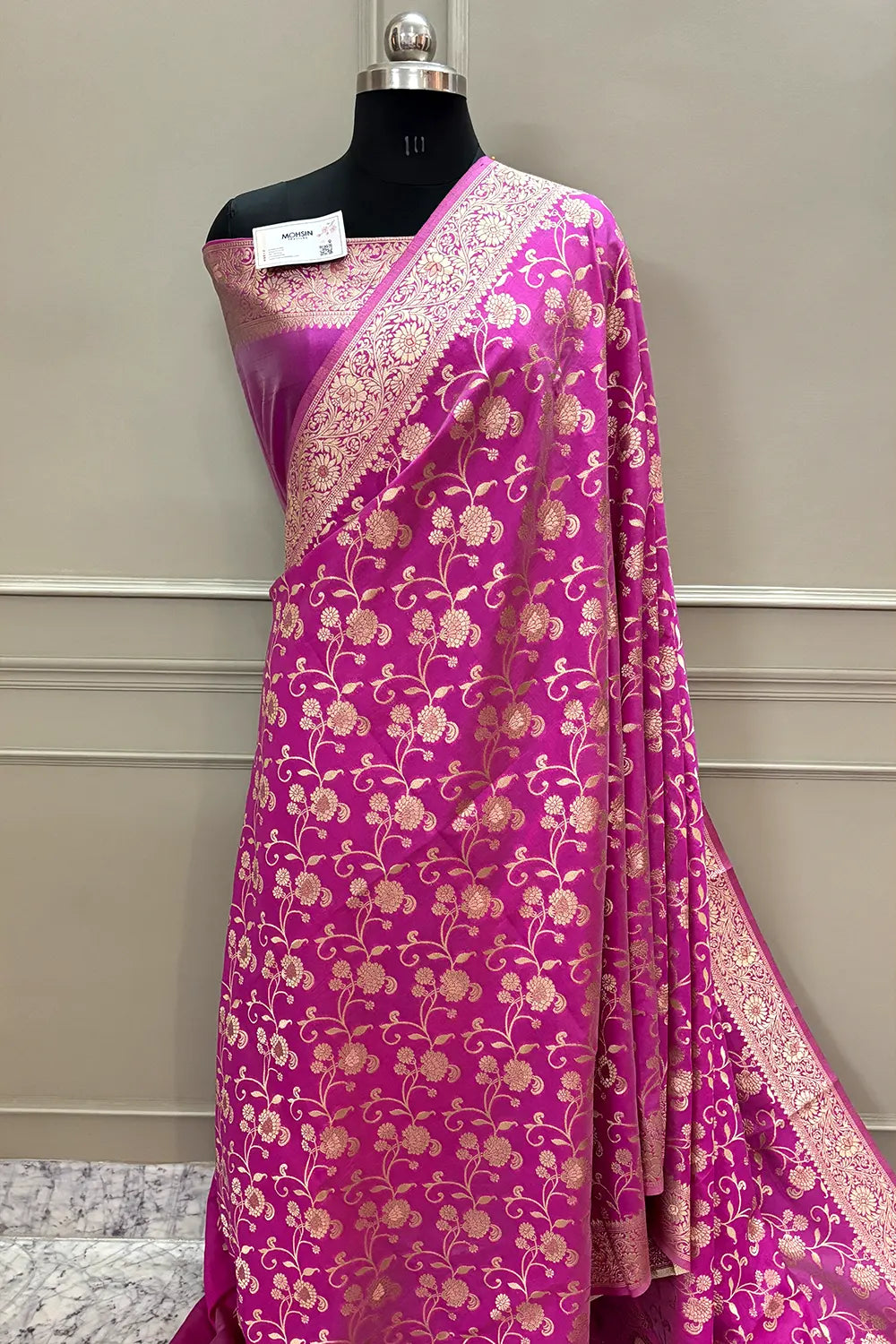 Pink Golden Zari Katan Silk Banarasi Saree