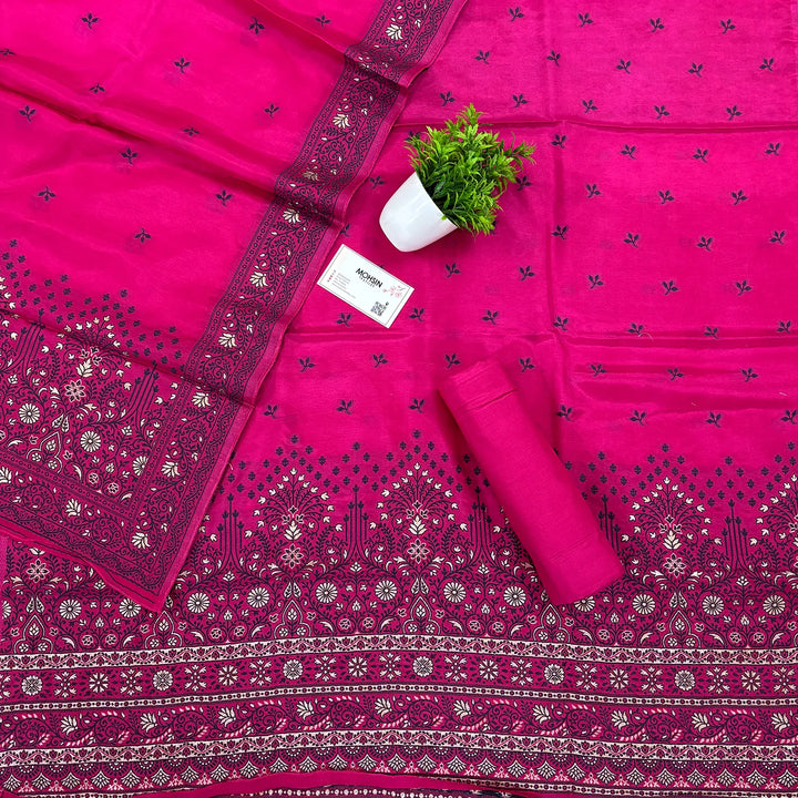 Pink Jhilmila Taj Dola Silk Banarasi Suit