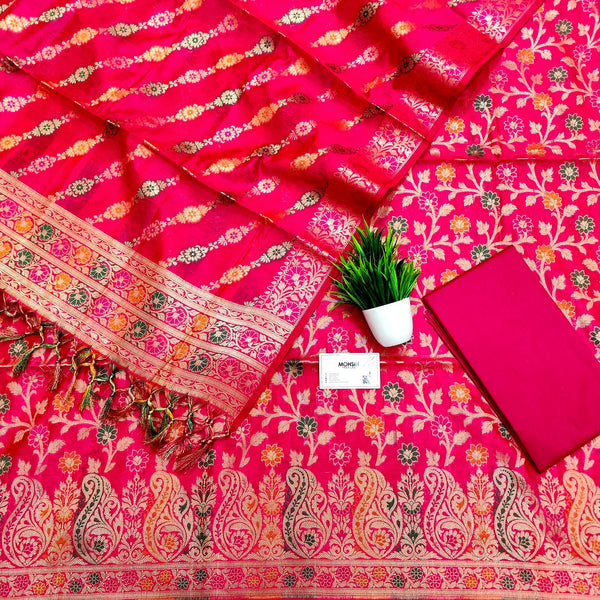 Pink Kadak Jaal Meenakari Banarasi Silk Suit
