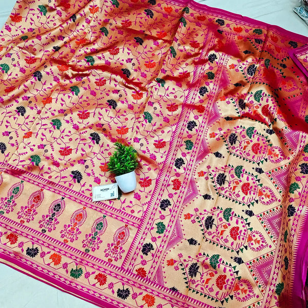 Pink Paithani Satin Silk Banarasi Saree