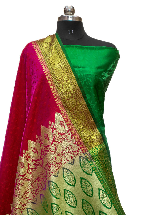 Banarasi Satin Silk + Green Saree