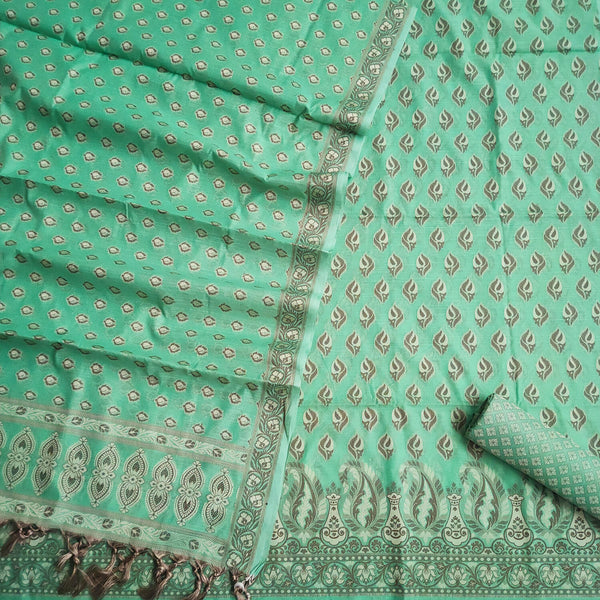 Pista Resham Zari Cotton Silk Banarasi Suit