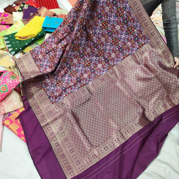 Purple Patola Weaved Katan Silk Banarasi Saree