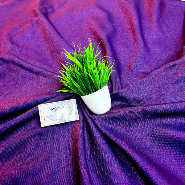 Purple Red Cotton Silk Banarasi Fabric