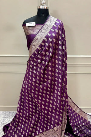 Purple Resham Zari Banarasi Silk Saree