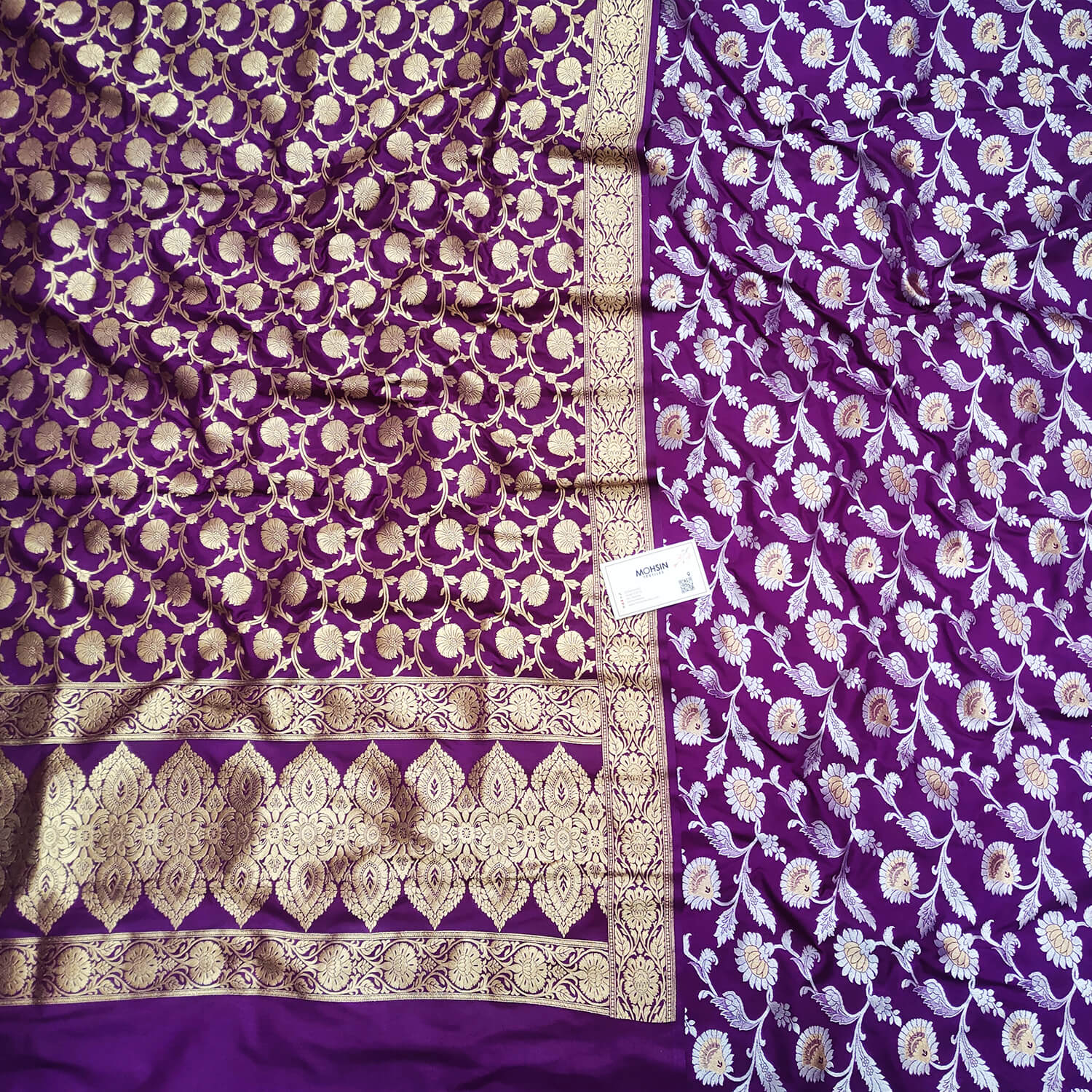 Purple Sona Rupa Jaal Katan Silk Banarasi Suit – Mohsin Textiles
