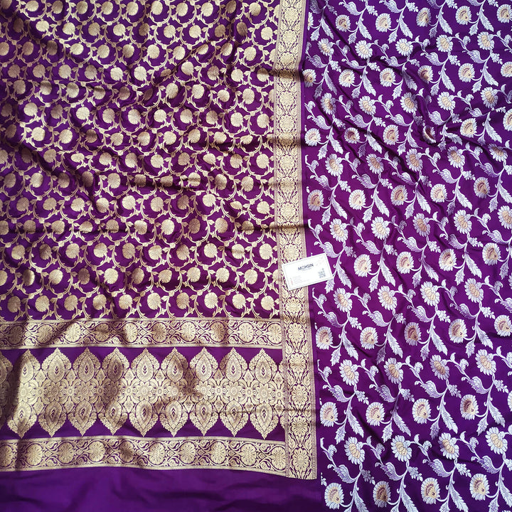 Purple Sona Rupa Jaal Katan Silk Banarasi Suit