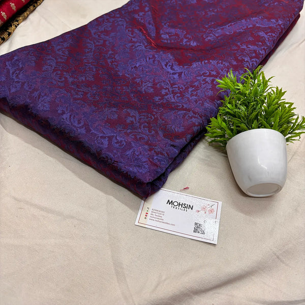 Purple Tanchoi Satin Silk Banarasi Fabric