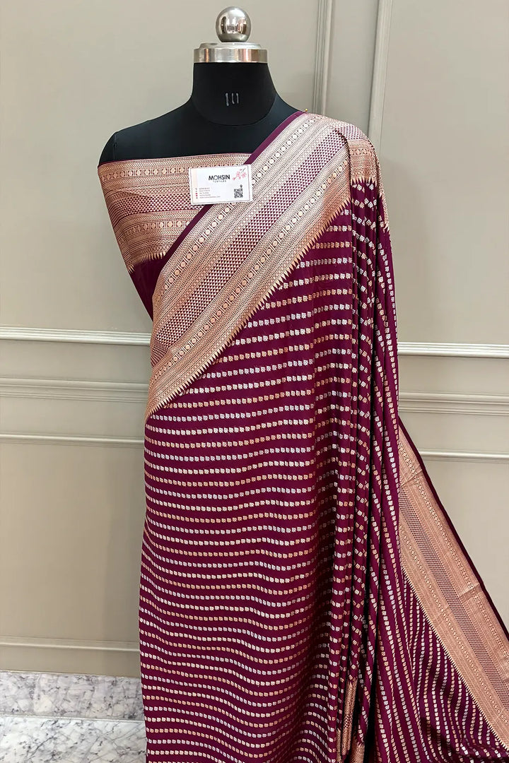 Purple Tent Buti Katan Silk Banarasi Saree