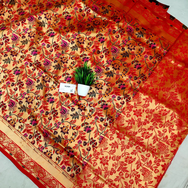 Red Paithani Satin Silk Banarasi Saree