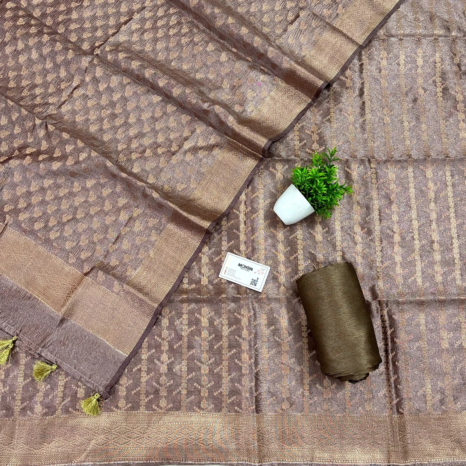 Rust Golden Zari Tissue Silk Banarasi Suit – Mohsin Textiles