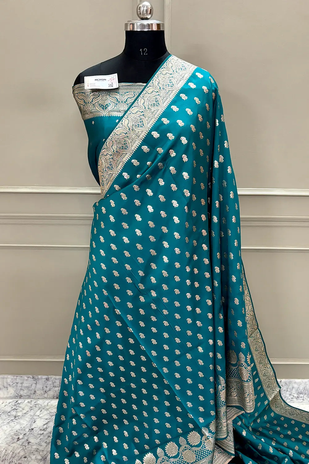 Teal Resham Zari Banarasi Silk Saree
