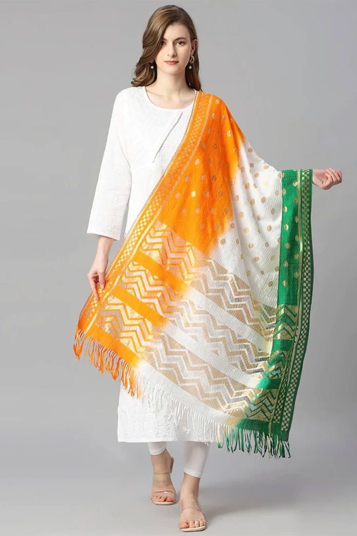 Tiranga Indian Flag Banarasi Silk Dupatta