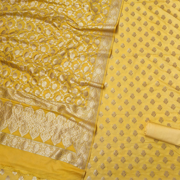 Yellow Handloom Golden Zari Katan Silk Banarasi Suit