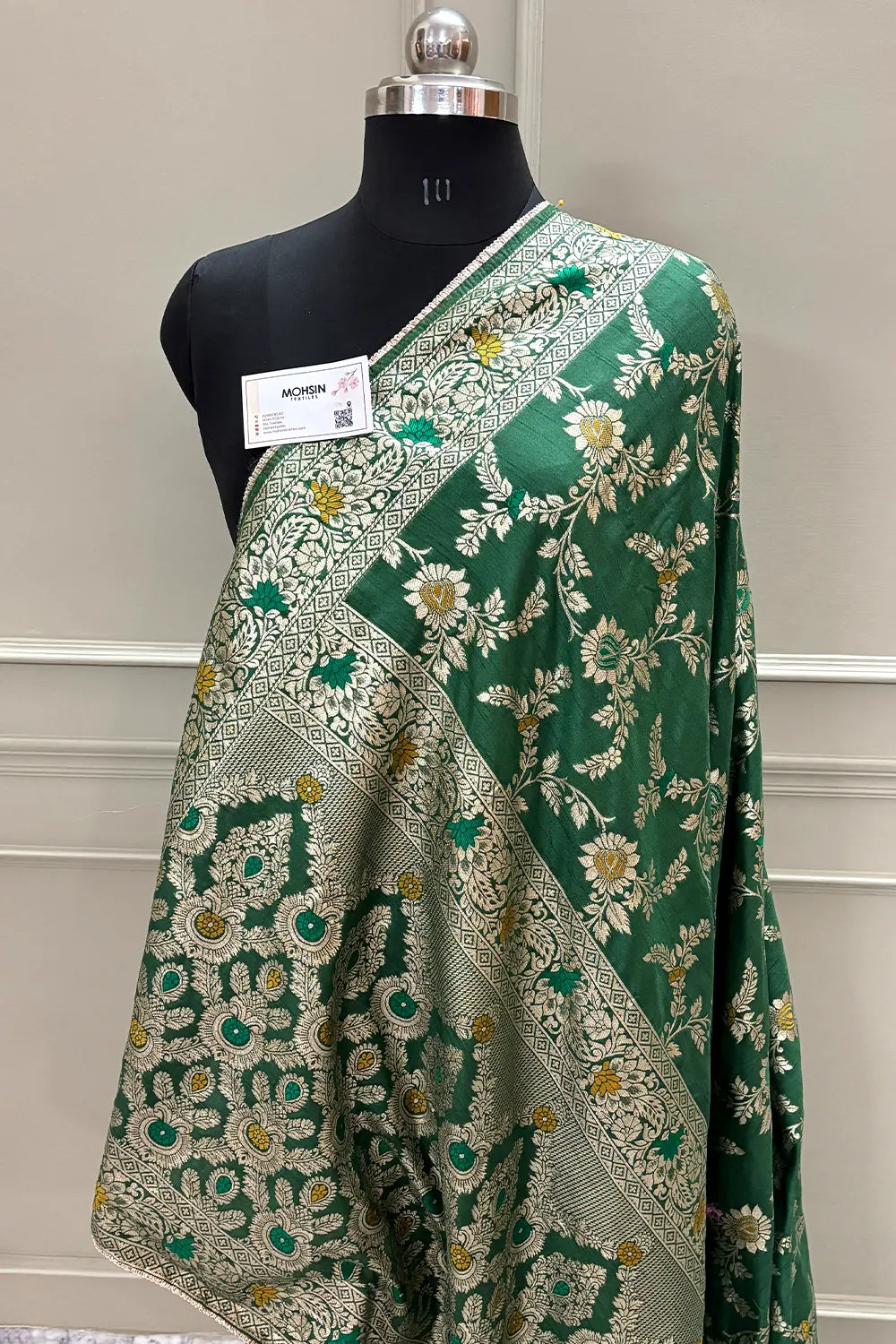 Green Resham Zari Silky Banarasi Saree