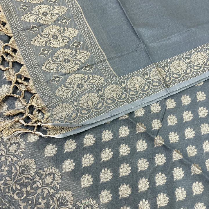 Grey Avatar Cotton Silk Banarasi Suit