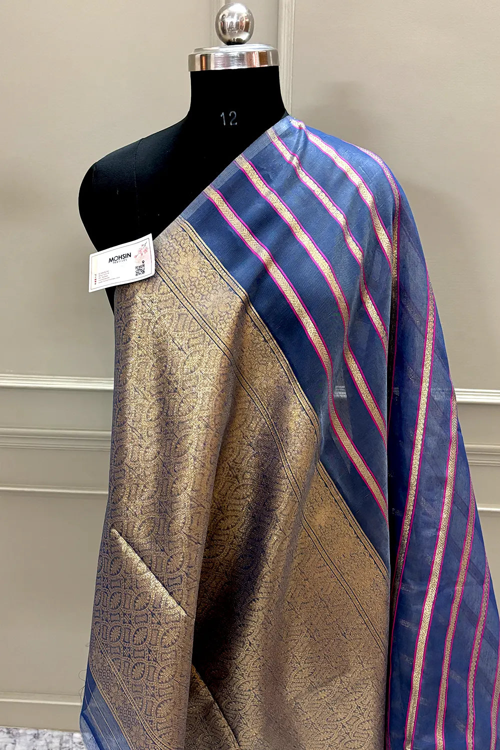 Light Blue Resham Zari Chanderi Silk Banarasi Saree