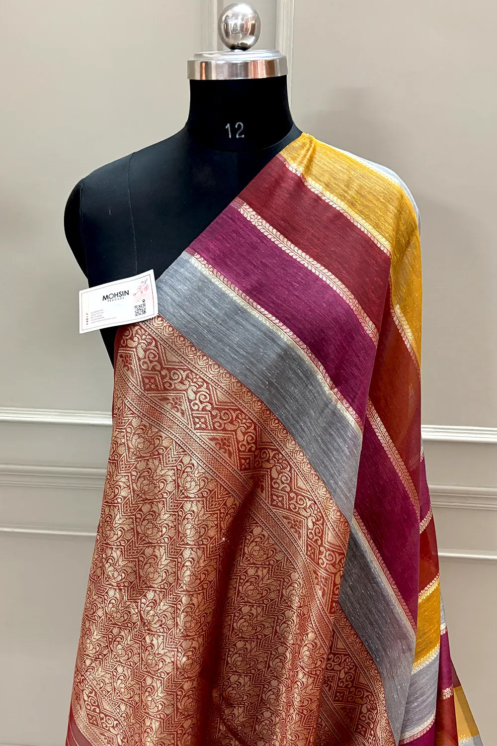 Maroon Resham Zari Chanderi Silk Banarasi Saree