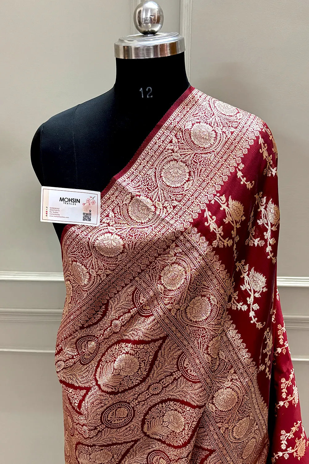 Maroon Zari Banarasi Silk Saree