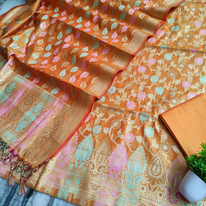 Mustard Tilfi Meenakari Satin Silk Banarasi Suit