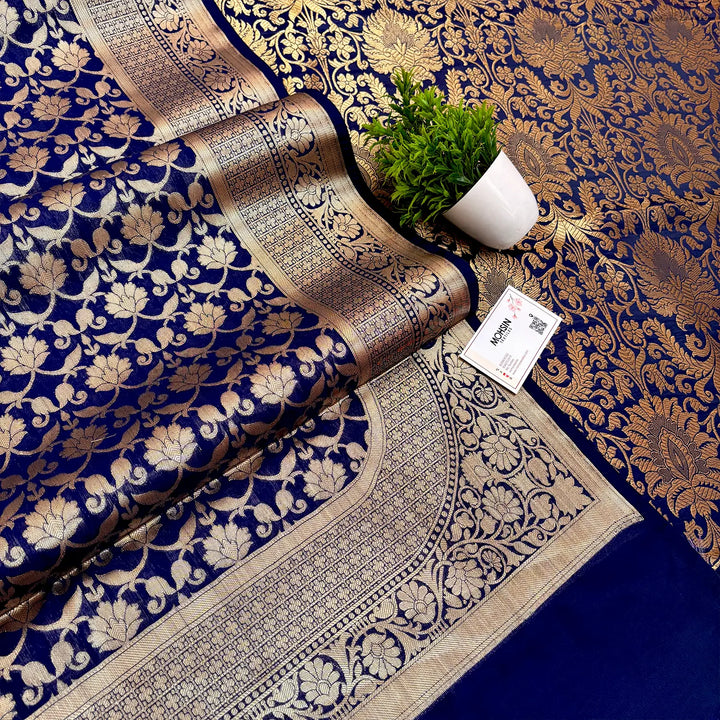 Navy Blue Alankaar Katan Silk Banarasi Suit