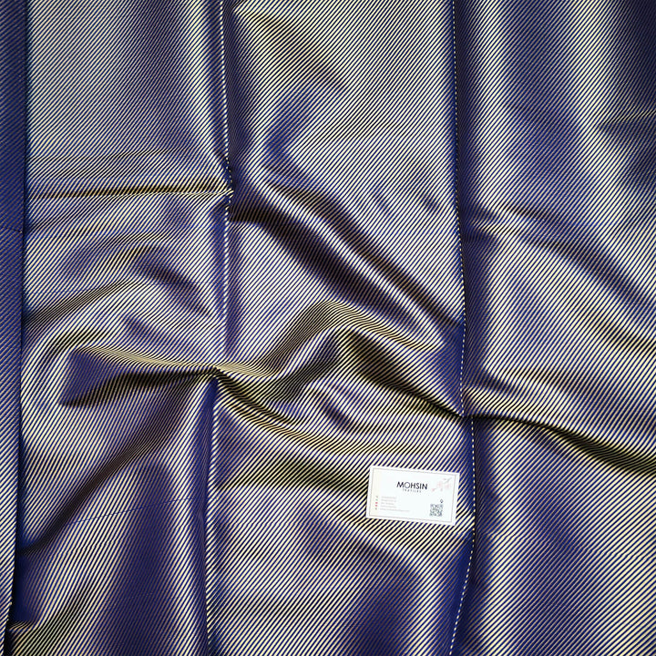 Navy Blue Laher Satin Silk Banarasi Fabric