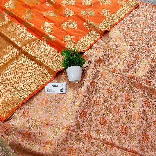 Orange Anguri Jaal Katan Silk Banarasi Suit