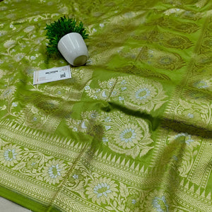 Pista Ganga Jamuna Crepe Silk Banarasi Saree