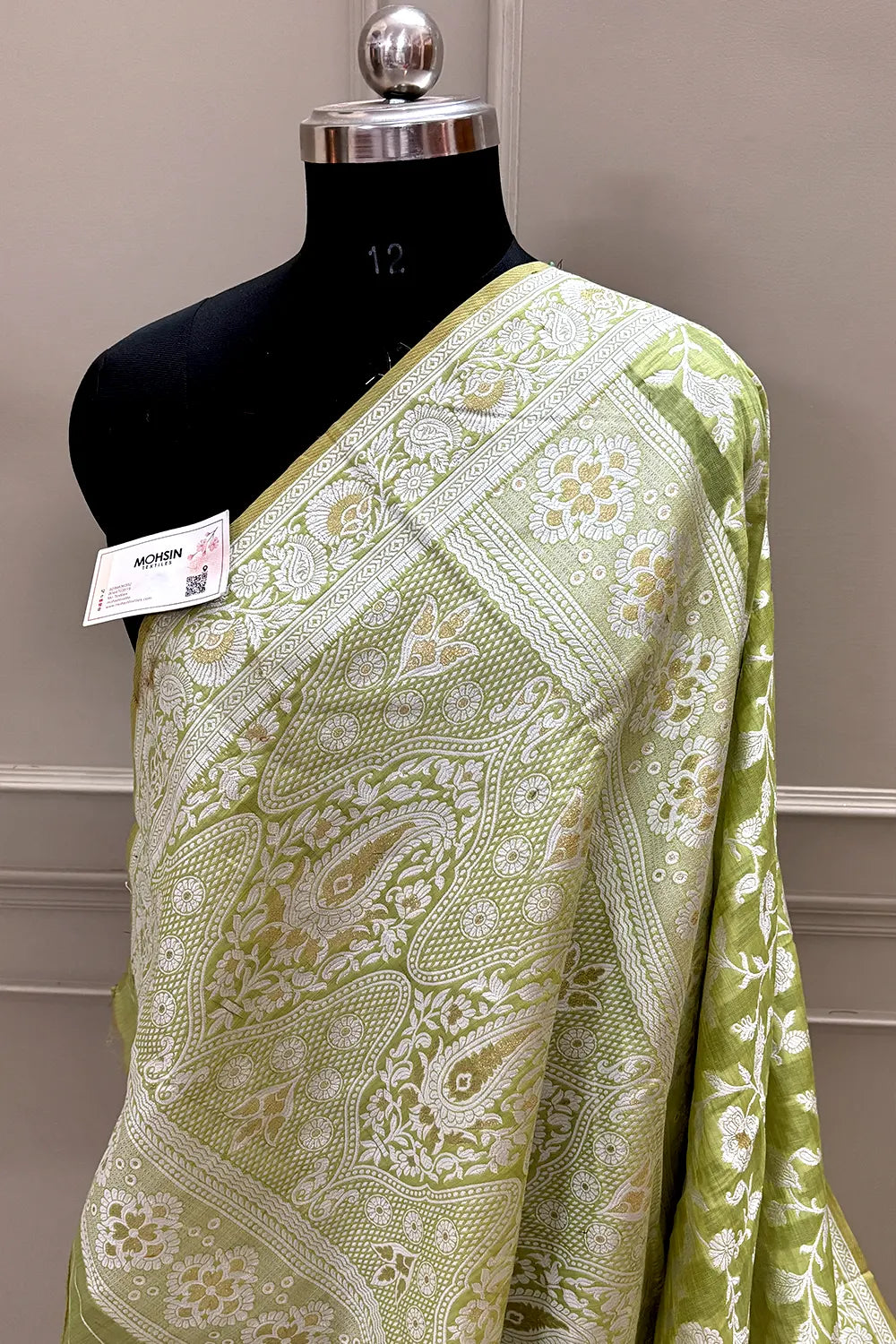 Pista Resham Silk Banarasi Saree