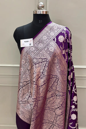 Purple Laabela Jaal Katan Silk Banarasi Saree