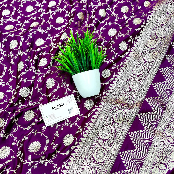 Purple Murerwa Daal Katan Silk Banarasi Saree
