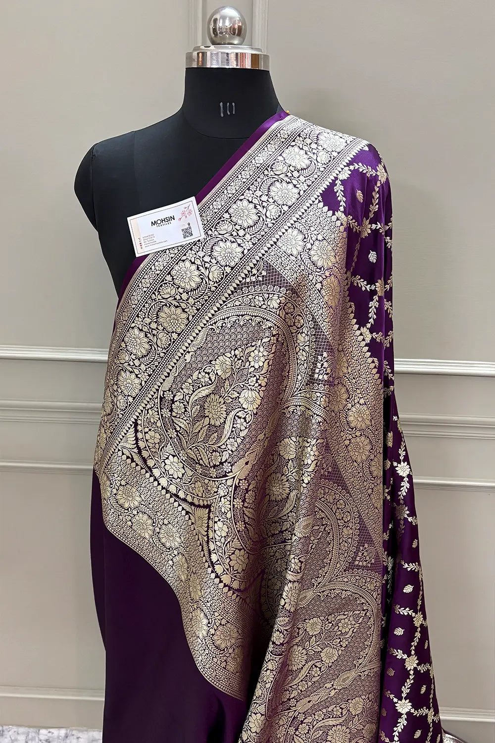 Purple Qaidi Buti Katan Silk Banarasi Saree
