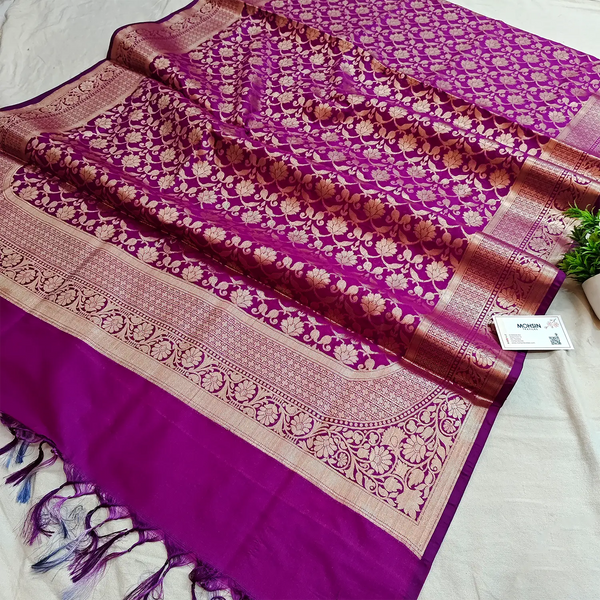 Purple Suhani Jaal Katan Silk Banarasi Dupatta