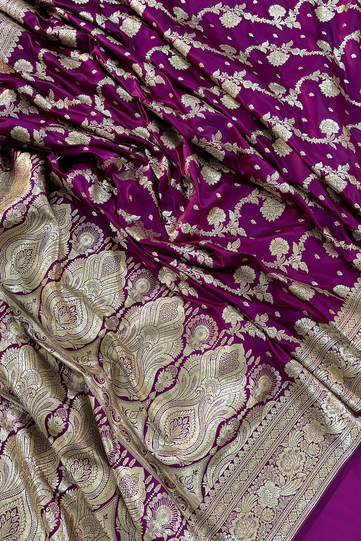 Purple Tirchi Daal Katan Silk Banarasi Saree