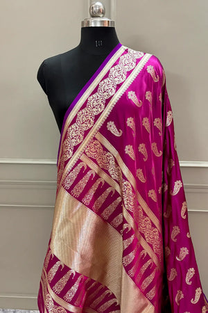 Purple Unicorn Buti Katan Silk Banarasi Saree