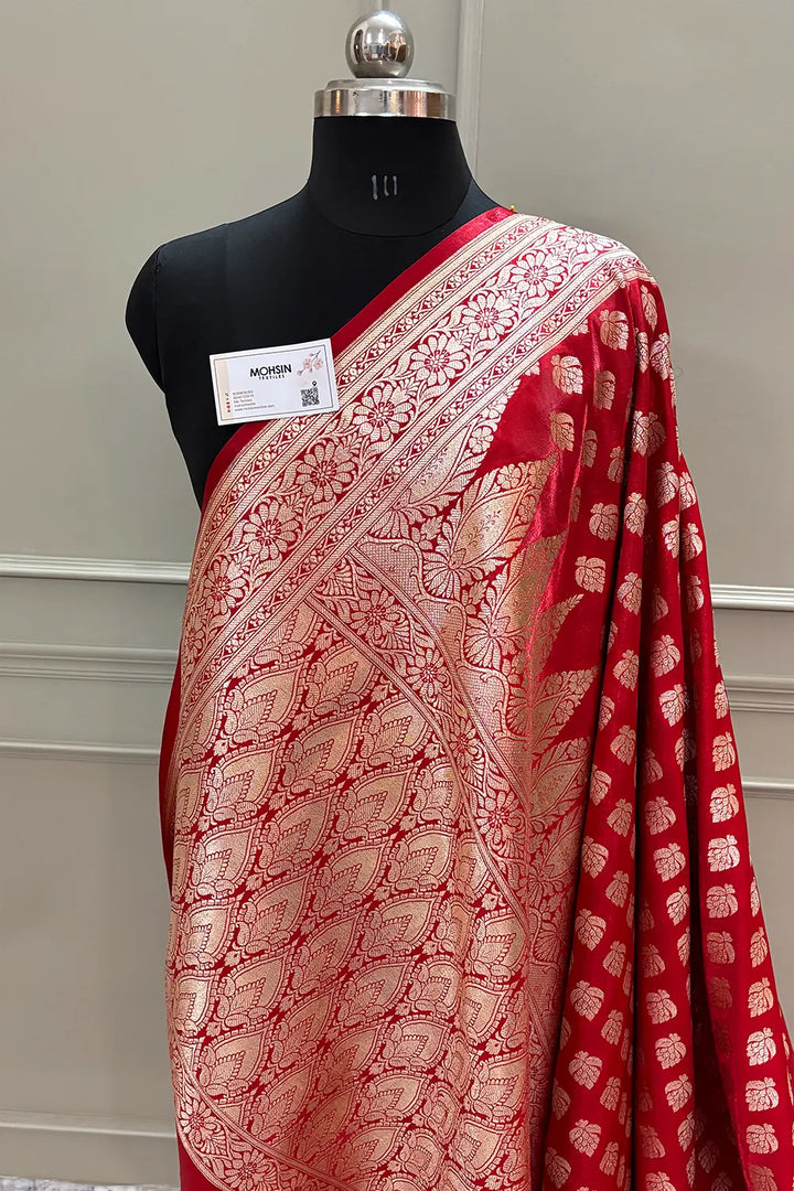 Red Naagmani Buti Katan Silk Banarasi Saree