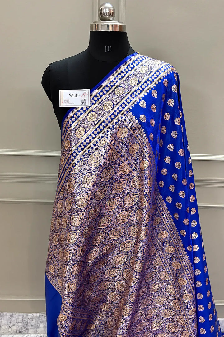 Royal Blue Golden Zari Katan Silk Banarasi Saree