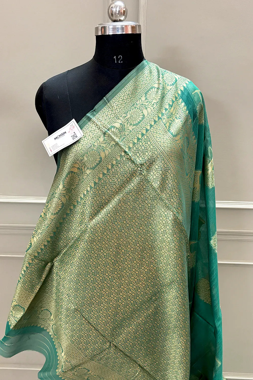 Sea Green Resham Zari Cotton Silk Banarasi Saree