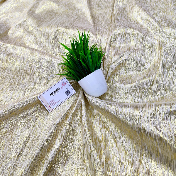 White Gold Jharna Shimmer Silk Banarasi Fabric