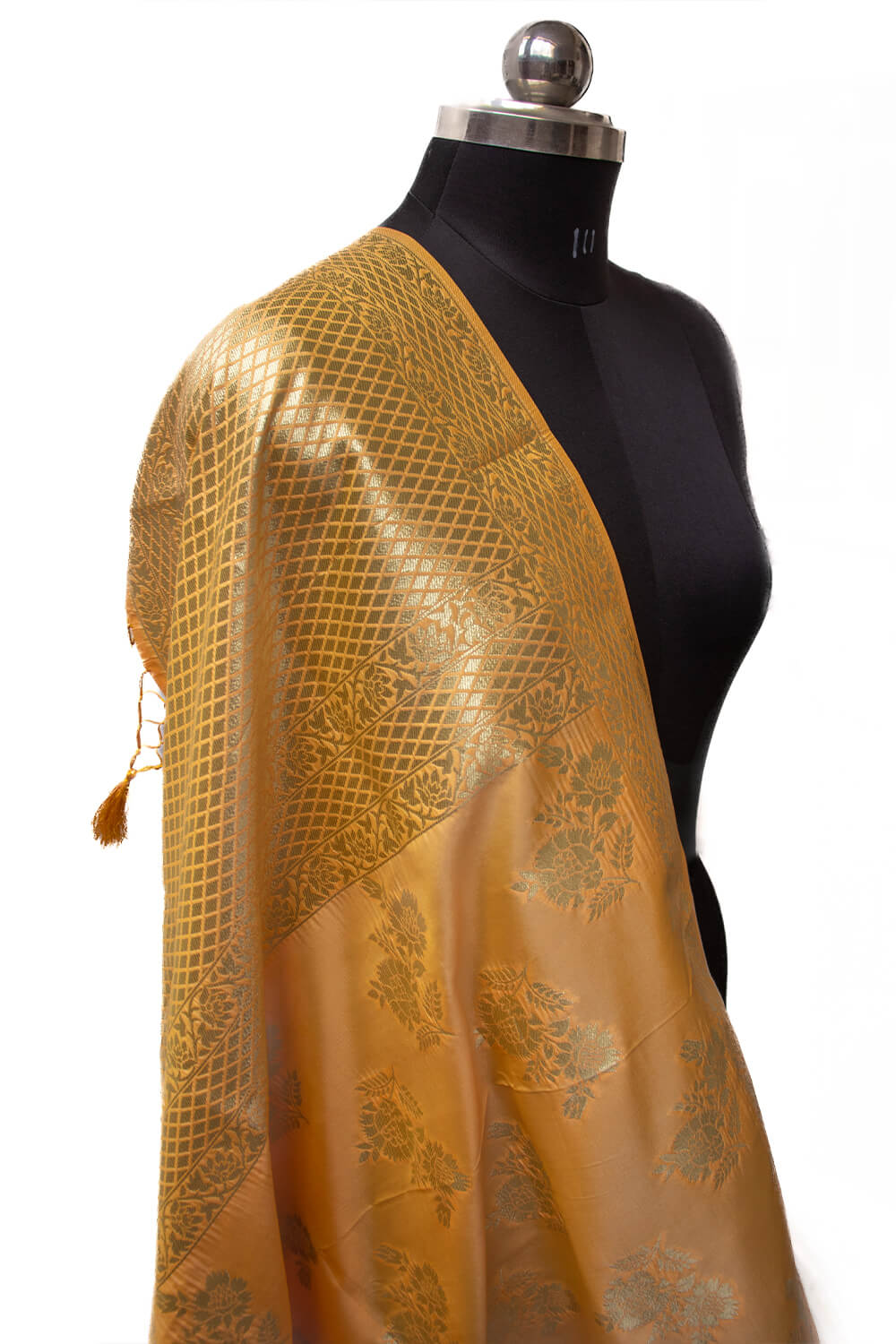 Yellow Golden Zari Katan Silk Banarasi Dupatta
