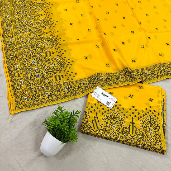 Yellow Jhilmila Taj Dola Silk Banarasi Suit