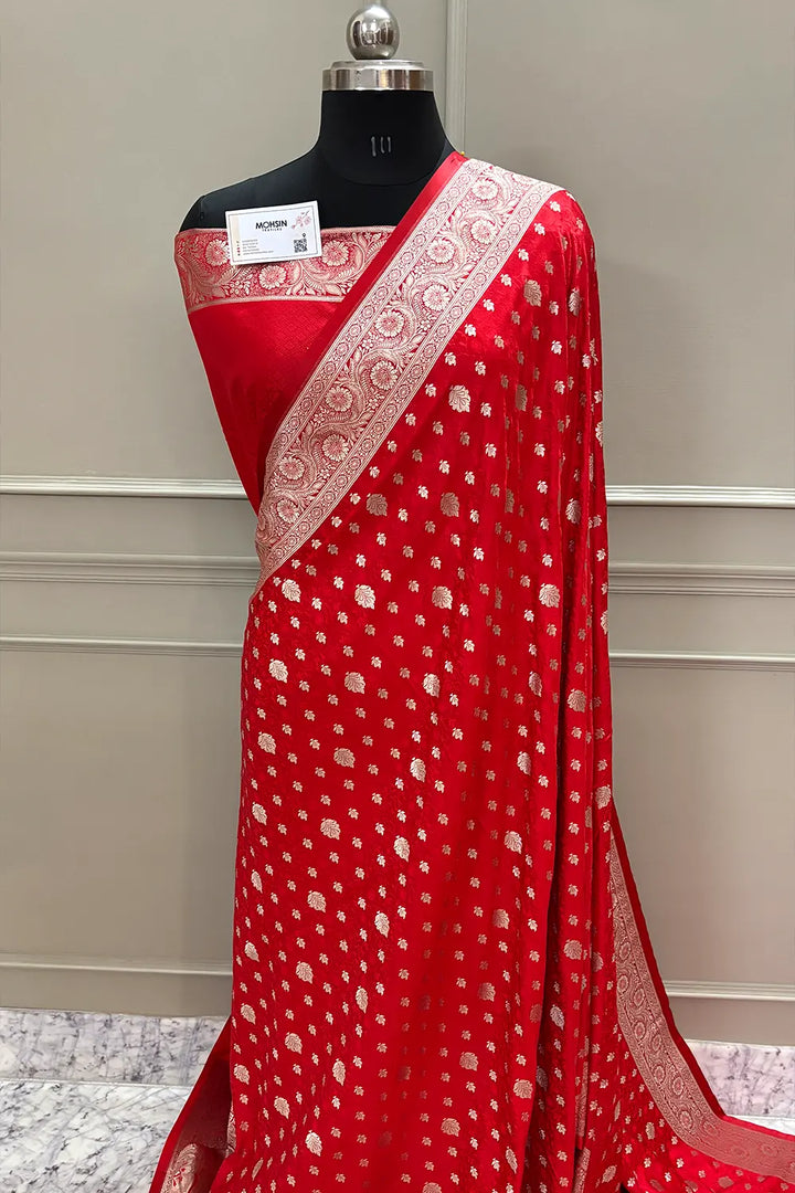 Red Chunni Munni Katan Silk Banarasi Saree