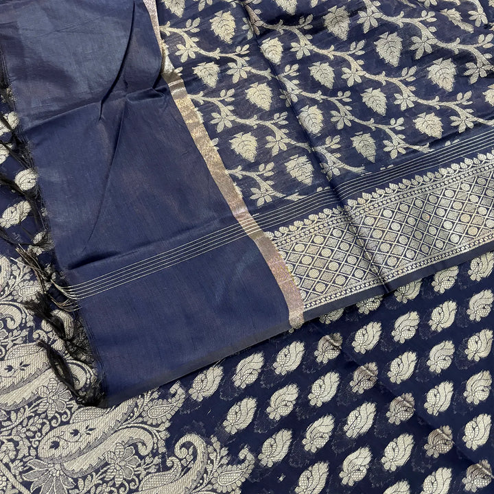 Navy Blue Holika Banarasi Silk Suit