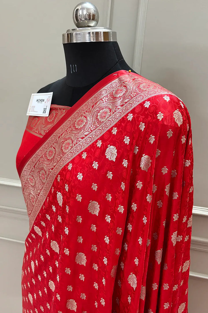 Red Chunni Munni Katan Silk Banarasi Saree